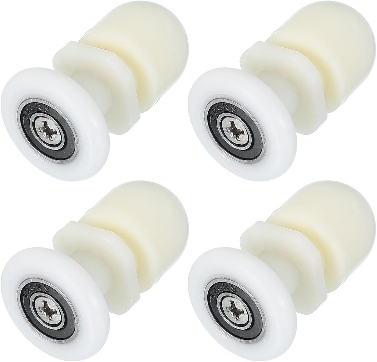 25 mm douchedeurwielen, geleidingswielen voor douchedeuren, vervanging voor glazen deuren in de badkamer, 4-6 mm, wit, 4 stuks