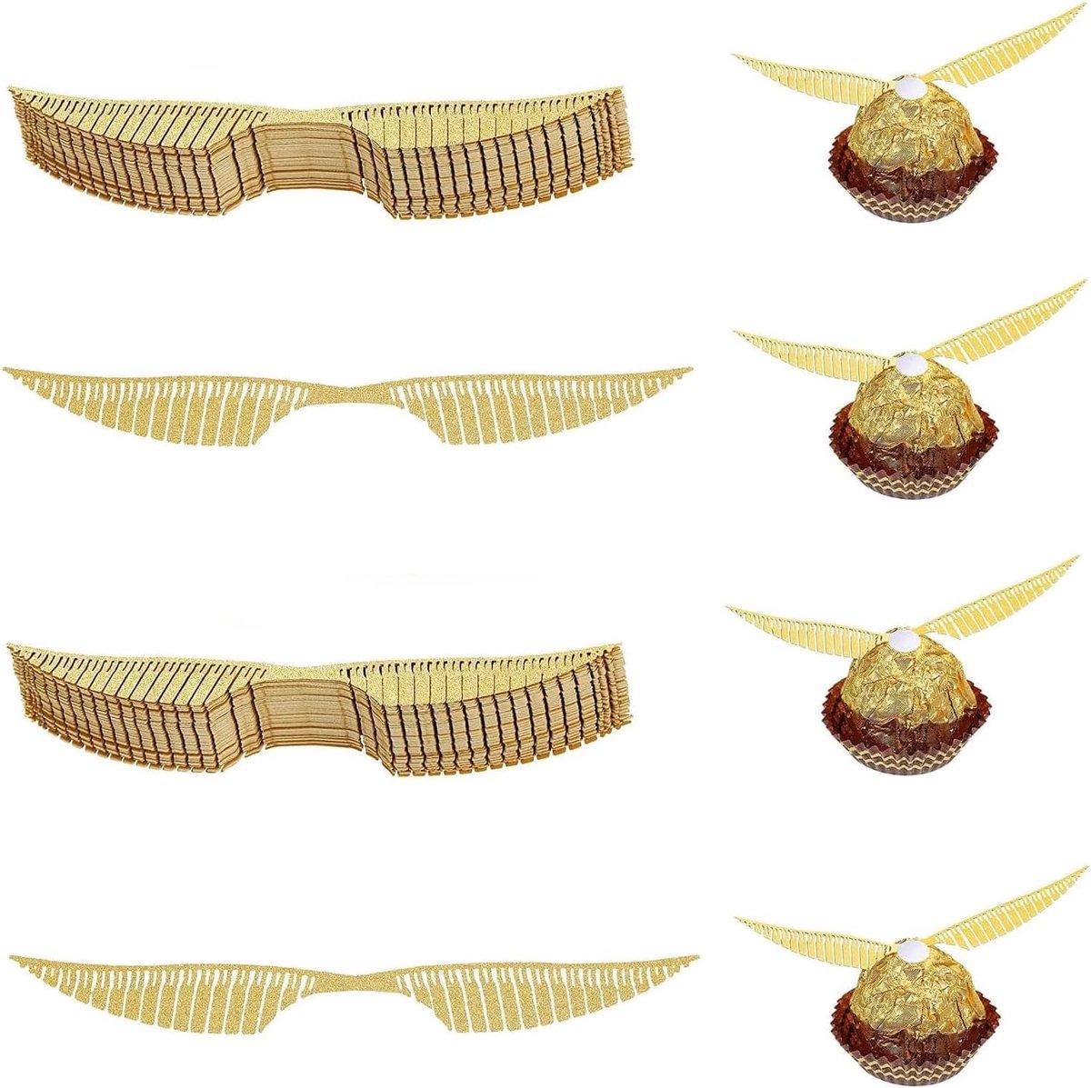 glittervleugels, 40 stuks, verjaardagstaartdecoratie, gouden snaai-decoratie voor snoep, chocolade, heks en cupcaketoppers, kinderen, feest, themafeest