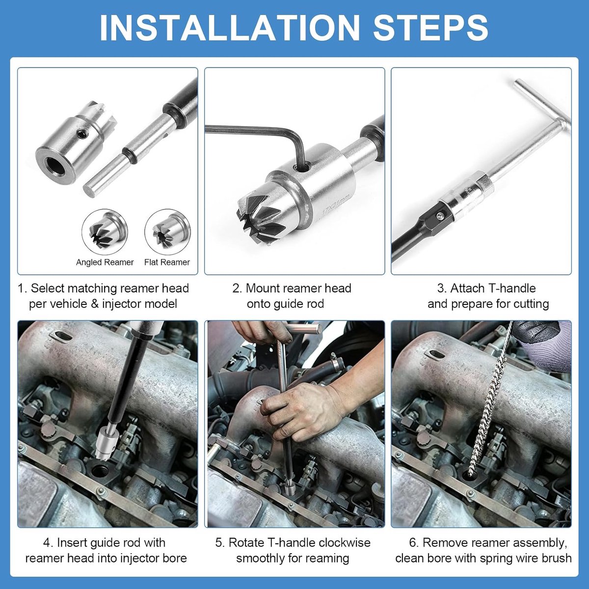 Injectorafdichtingszetel, freesset voor dieselinjectoren, reiniging en reparatie, injectorstoel, gloeibougies, schacht, reinigingsset, injectorgereedschap met 13 frezen, 19 mm injectorfrees, 35