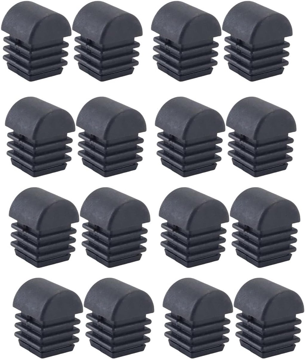 20mm vierkante buis eindkappen plastic tussenvoegpluggen voor stoelpoten tafelmeubilair 16 pack zwart