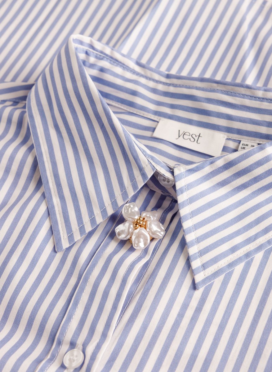 YEST CURVE Talina Blouses - Morning Blue/Off Whi - maat 4(54/56)