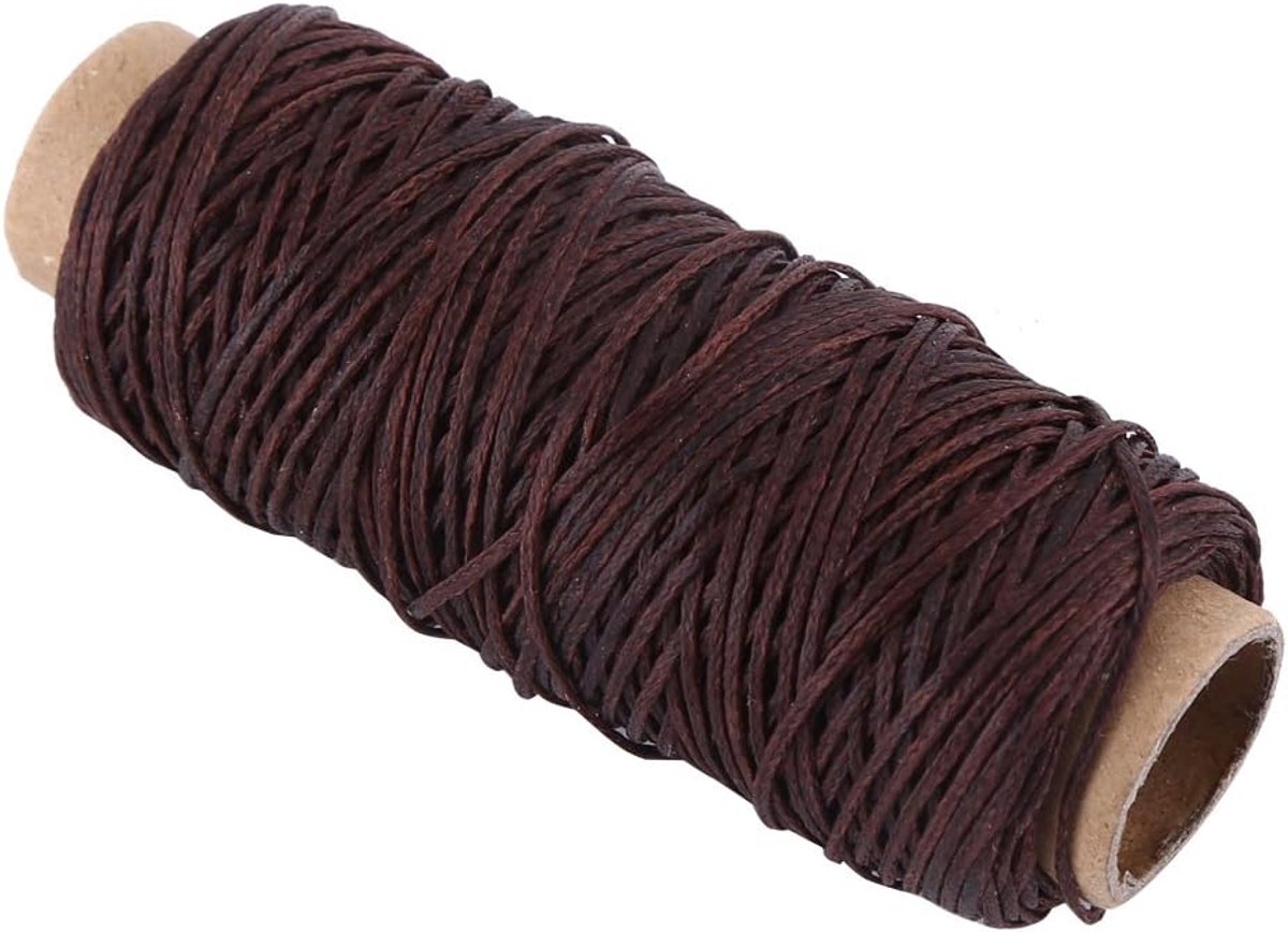 waxdraad 50 m / 55 yards gewaxt draad voor leer naaien DIY Craft koord 150D 1 mm (donkerbruin)