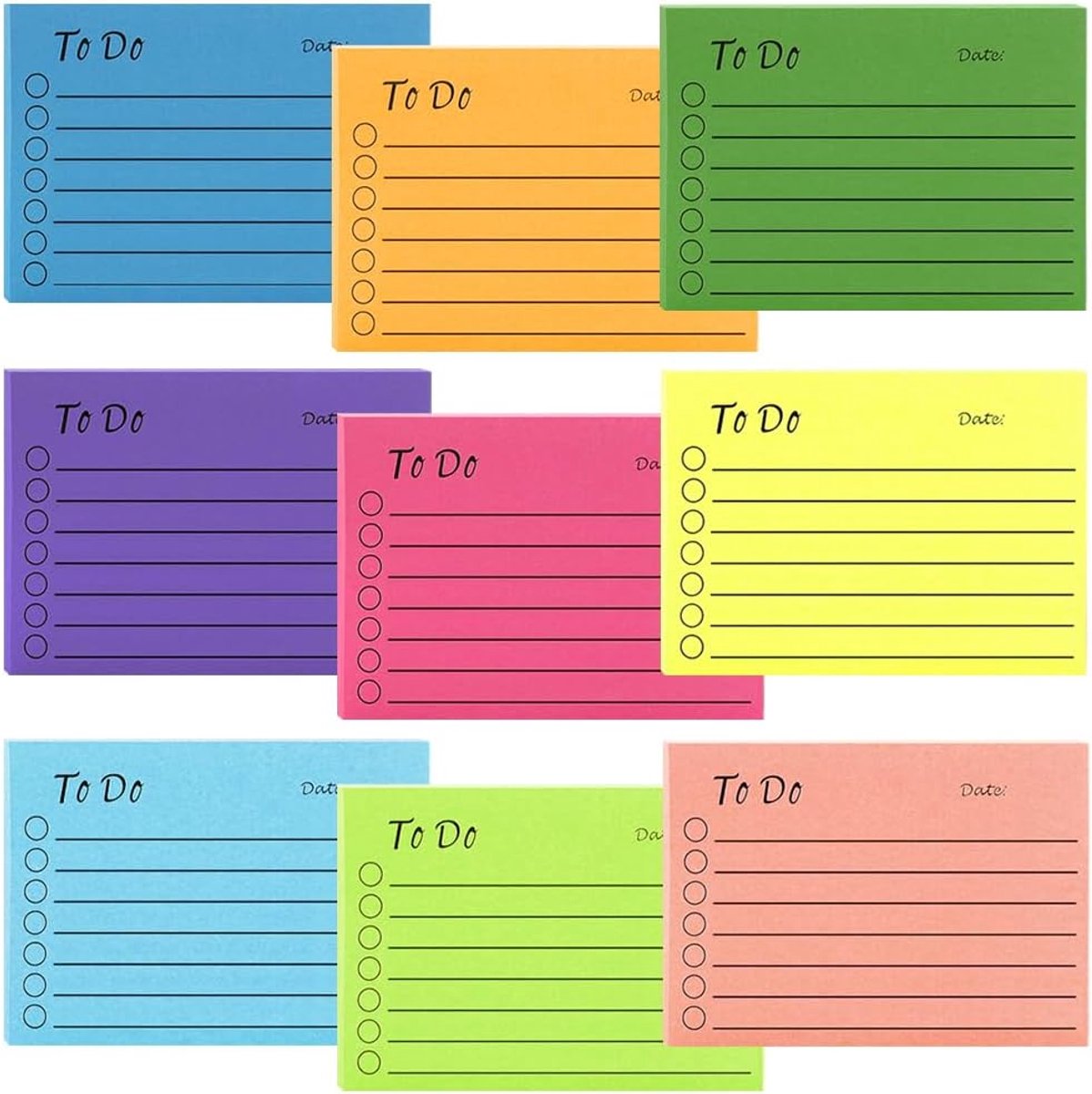 Zelfklevende notitieblaadjes 9 kleuren zelfklevende notitieblaadjes zelfklevende notitieblaadjes voor school kantoor familie vergadering (10 x 7 cm)