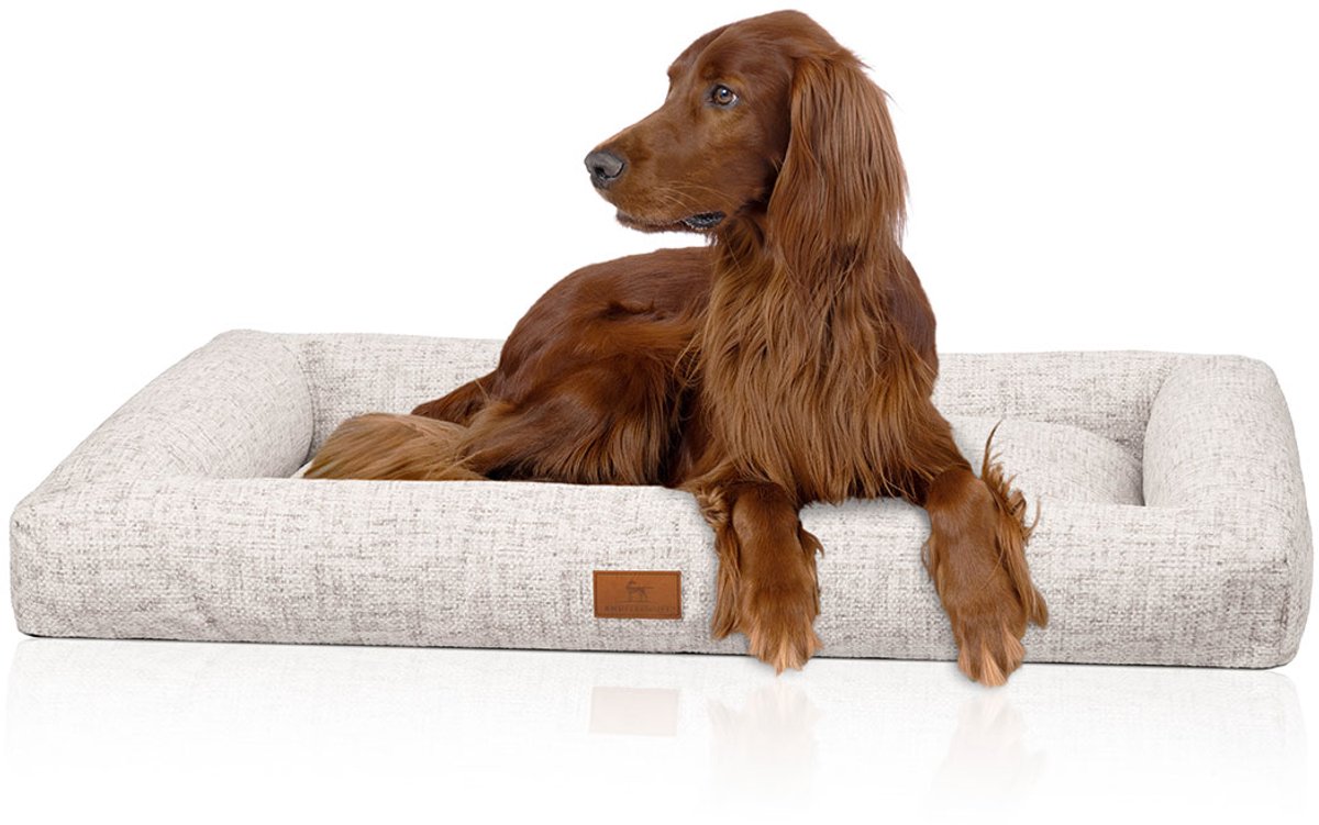 Knuffelwuff box hondenbed Nivaro van zacht weefsel XXL 121 x 81cm Beige