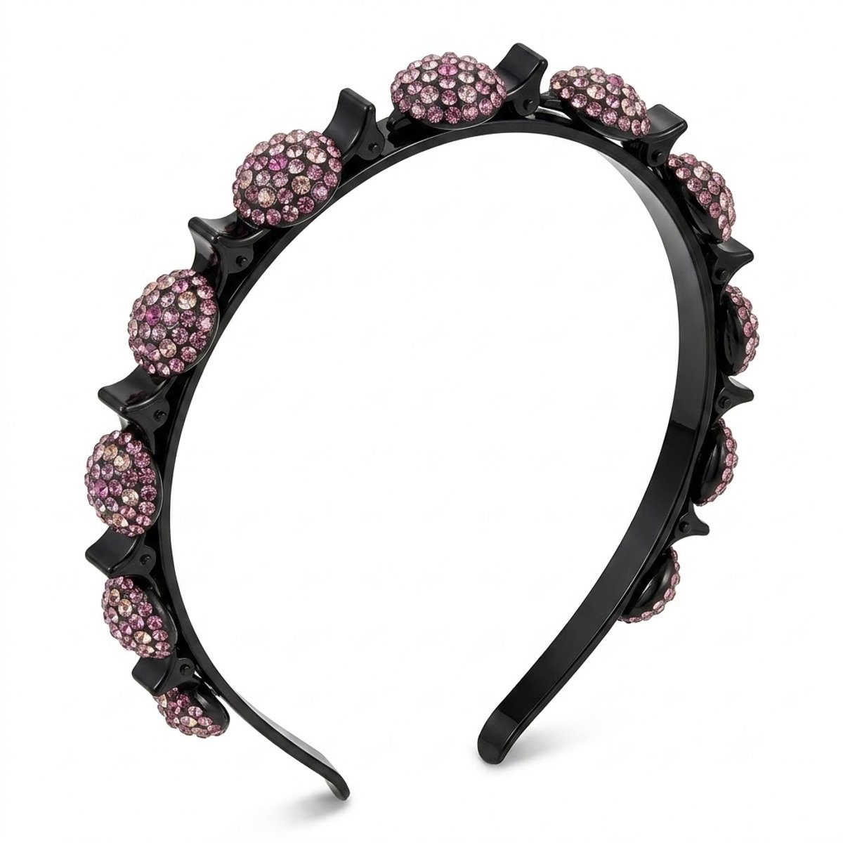 Zwartkleurige diadeem dames met roze strass kralen, smalle haarband met antislip tanden, elegante diadeem voor dagelijks gebruik, feest, bruiloft en speciale gelegenheden