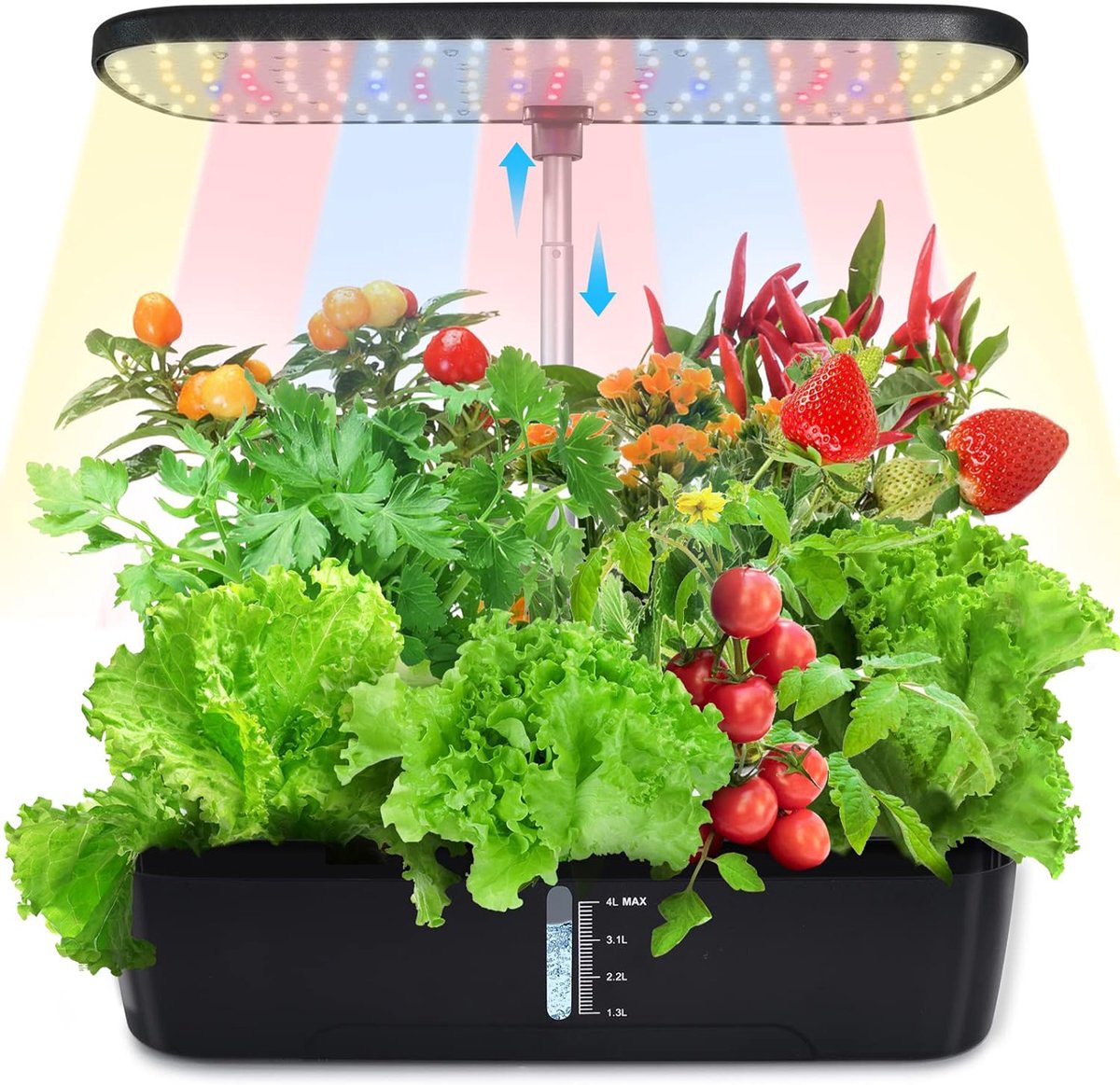 Puluomis - 12 Pods Hydroponics Growing System – Full Spectrum LED – Tot 3 keer snellere groei - Supersnel resultaat - 4L Watertank met Waterniveau Waarschuwing – Voor Keuken en Woonkamer