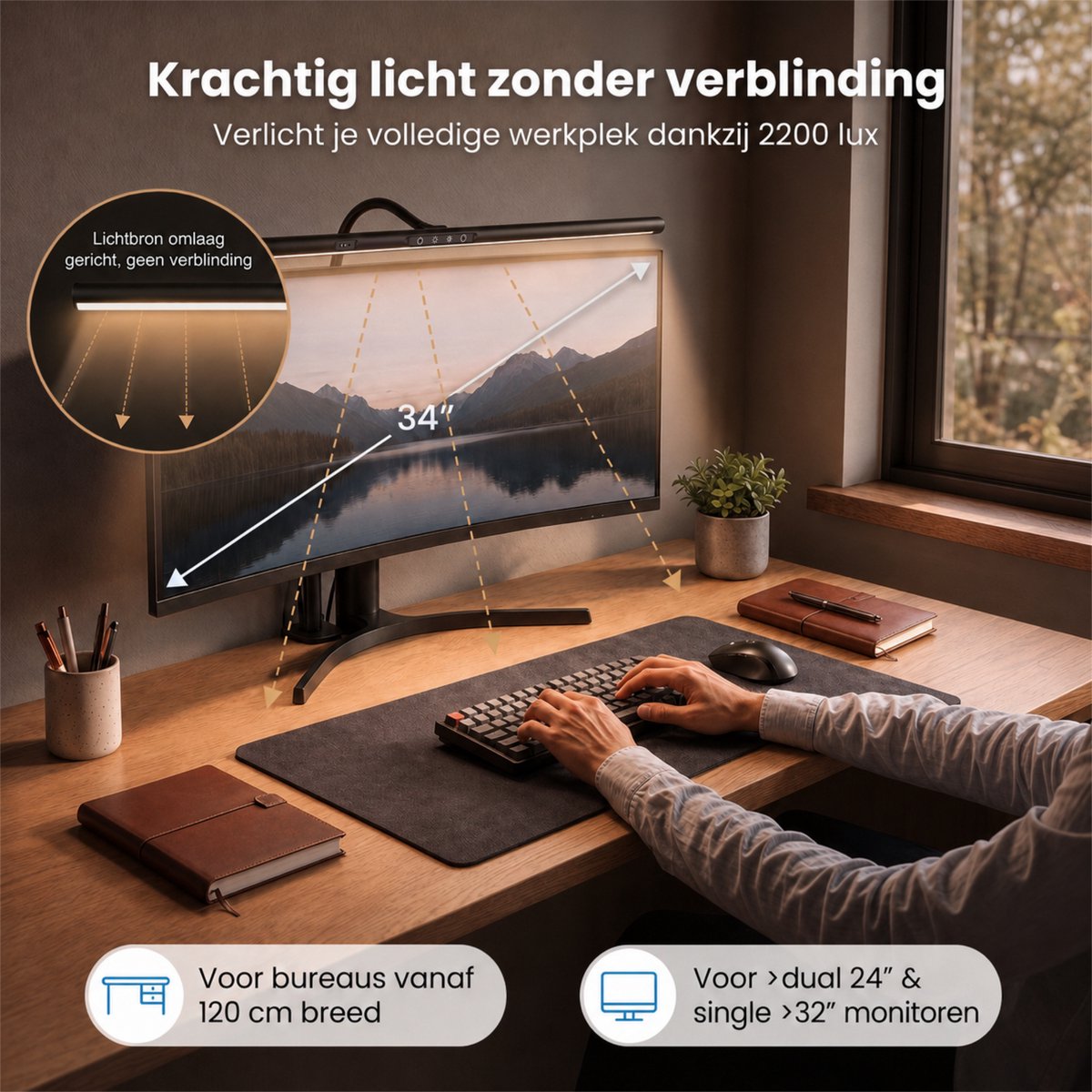 Sencision Bureaulamp LED Dimbaar met Afstandsbediening - 3000 K tot 5500K thumbnail 3