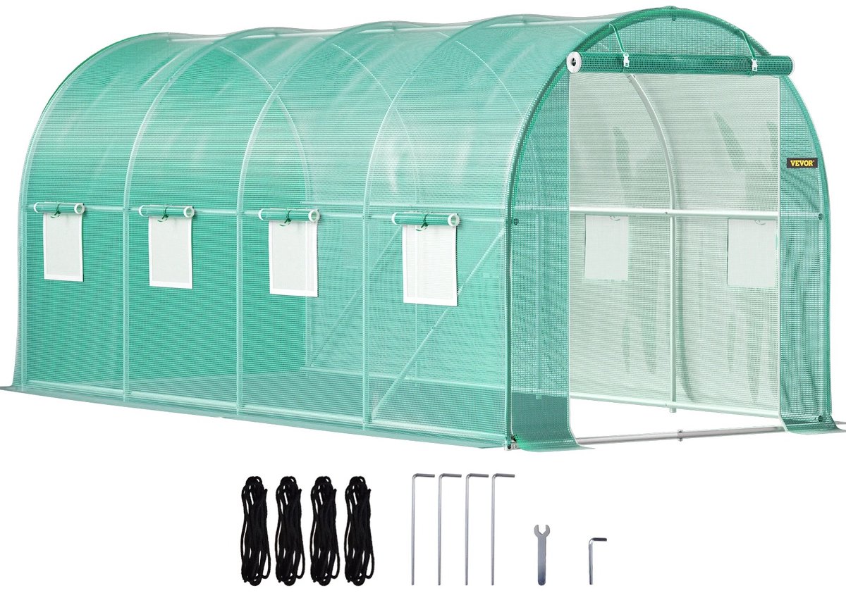NextNovaDeals Tuinkas - Inlooptunnelkas - Waterdichte hoes - 300x210x210cm - Donker Groen - Kassen en gegalvaniseerde frames