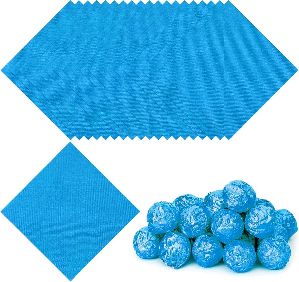 Folie Snoepwikkels 100 x 100 stuks vierkant fijn rooster aluminiumfolie snoep inpakpapier voor doe-het-zelf chocolade snoepjes verpakking decoratie, blauw