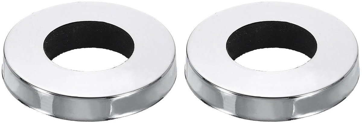 2 stuks basisringen, 41 x 21 x 8 mm (OD x ID x D) roestvrijstalen coating, sluitringbevestigingen, kraangatafdekking voor badkamer, keuken, koudwaterkranen, zilver