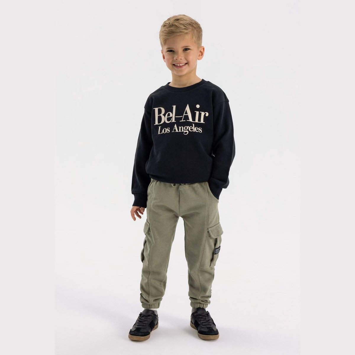 Minoti cargobroek jongens fleece - katoen - kaki
