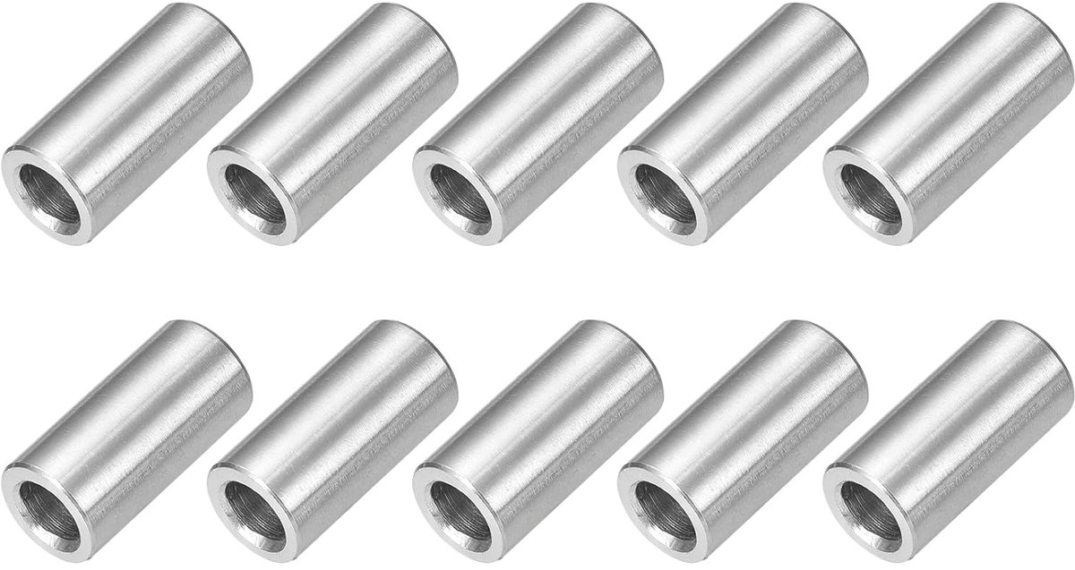 10 stuks afstandshulzen afstandhouders roestvrij staal, 6mm ID x 10mm OD x 20mmL 304 roestvrij staal ronde afstandhouders zonder schroefdraad zuilen voor schroeven 1/4" of M6