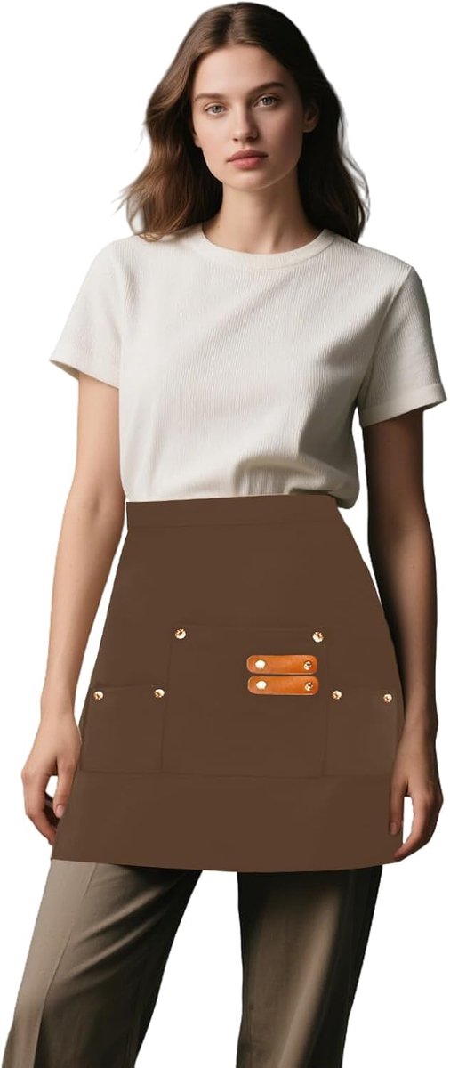 Schort, Halve Taille Schort met 3 Zakken, Waterdichte Kookschorten, Koffie Restaurant Bar Server Schort, Professioneel Kort Schort voor Mannen Vrouwen