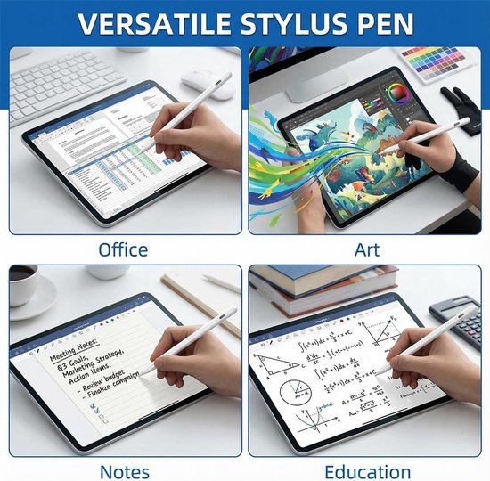 Stylus voor tablet pad, 2 stuks wit 3 n 1, hoge precisie met reservepunten, universeel voor smartphone, tekenen en schrijven. — afbeelding 4