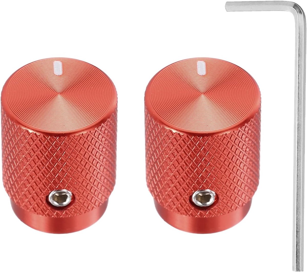 2 stuks aluminium potentiometerknoppen, 6 mm x 12,5 mm x 16 mm, universele volumeregelaar knoppen met moersleutel voor gitaar, bas, rood