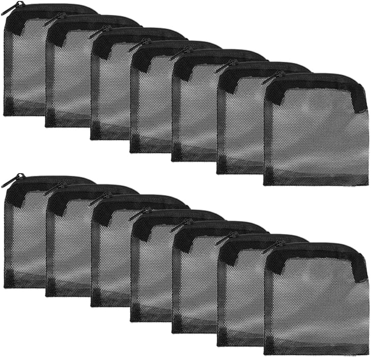14 stuks aquariumfilterzakken, herbruikbare high flow fijn gaas met plastic rits voor actieve kool, filterstenen, keramische ringen, biosfeer, aquarium bio-ballen, vijver (zwart)