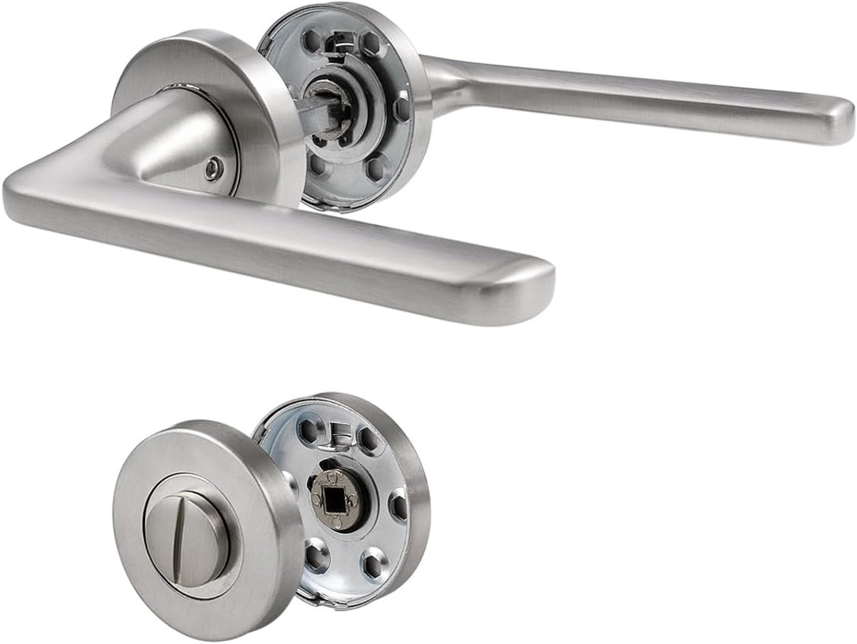 - badkamer deurslot, deurkruk, toiletten deurklinkset roestvrij staal modern zilver - deurgrepen voor binnendeuren in toilet of badkamer (1, zilver, WC)