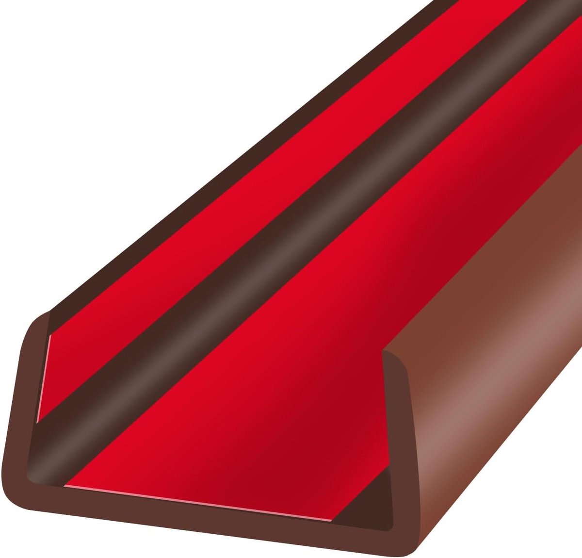 randafwerking, flexibele zelfklevende U-vormige pel-en-plak randafwerking, 50 mm (2 inch) U-kanaalrandbeschermer, randbeschermers voor hout, meubels, lengte 6 m, bruine kleur