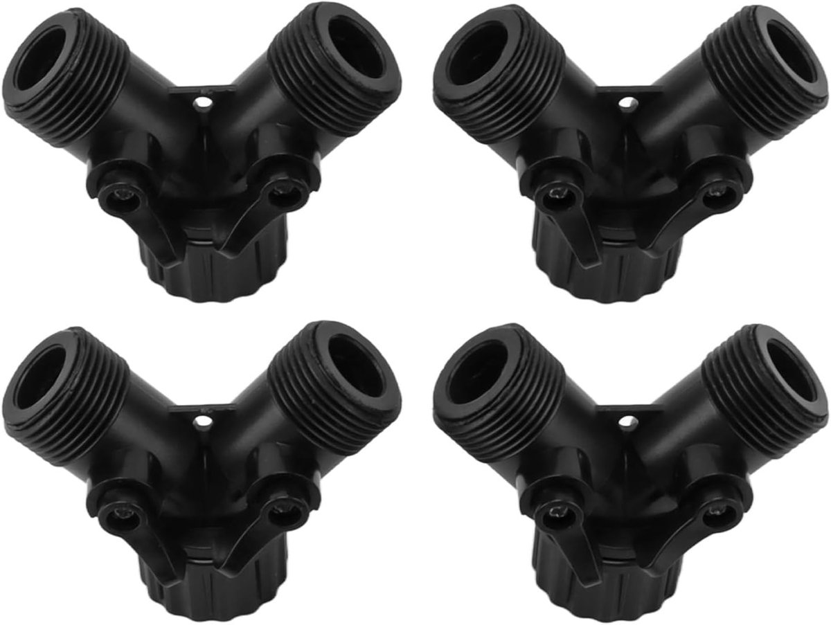 4 stuks kraan splitter 2-weg plastic kraan Y slang splitter connector 2 kleppen kraan slang spigot adapter voor tuin huis slang kraan uitlaat (zwart)