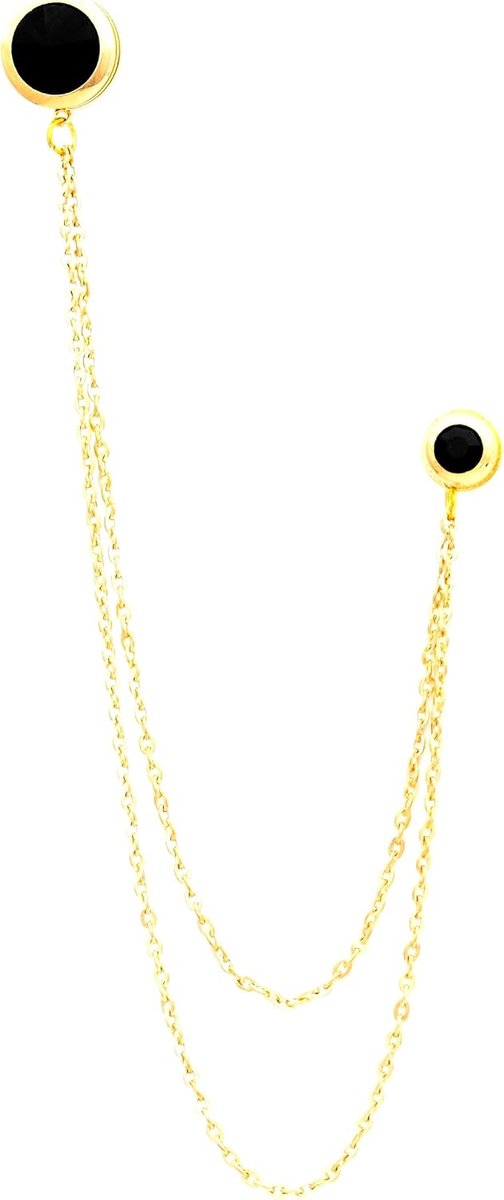 Shirt Kraag Ketting Broche Set Jas Revers Pin Shirt Chain Pin, Revers Broche, Geschenken Voor Him, Mens Sieraden Accessoire, Mens Gift, Eén maat, Messing Metaal Kristal, Kristal