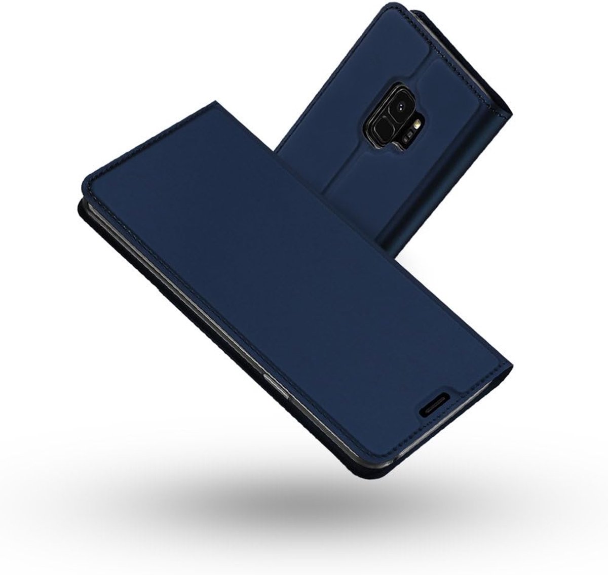 Galaxy S9 hoes, premium PU-leren telefoonhoes, portefeuillestijl, magnetische flip case, etui, portefeuille, hoes met kaarthouder, beschermhoes, tas, case cover voor Samsung Galaxy S9, blauw