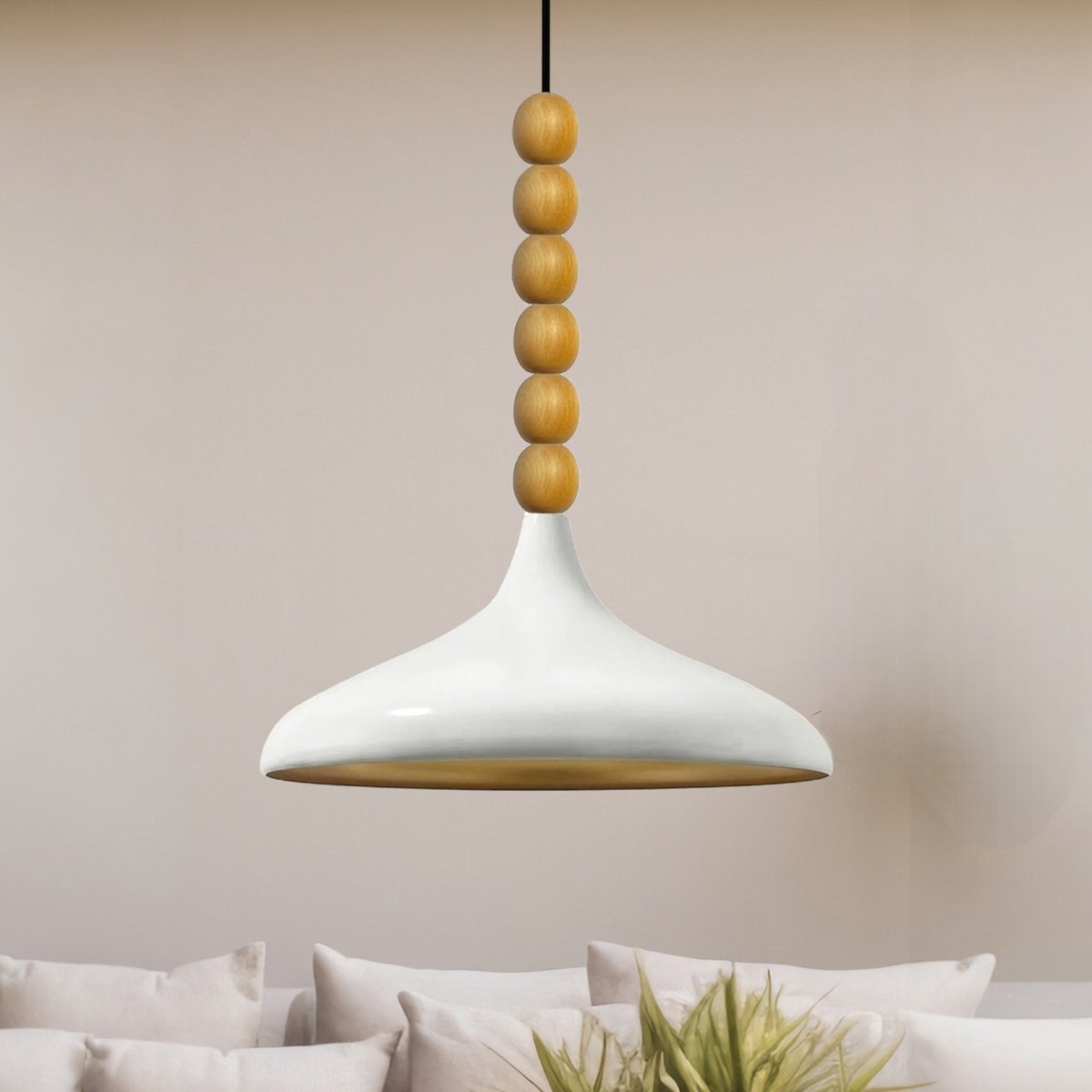 Bamyum Champion hanglamp, industriële Modern stijl, Ø35 cm, wit metalen lamp