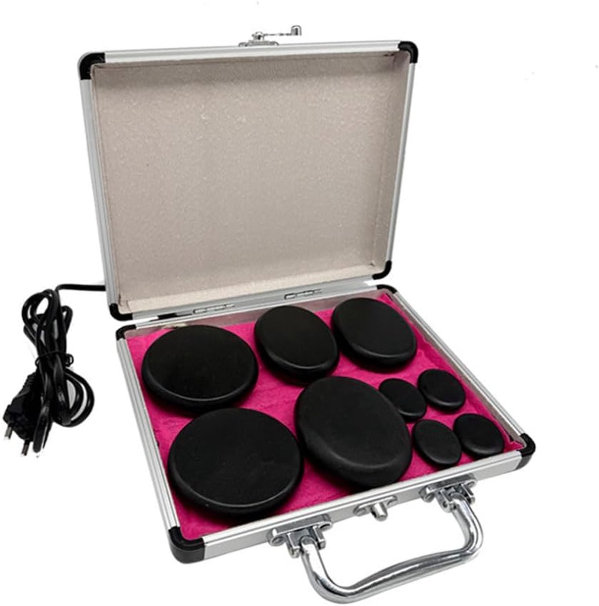 Hot Stone Massageset, 9 stuks warme massagestenen van basalt, draagbare massagestenen met verwarming, geschikt voor thuisgebruik, ideaal voor spa, massagetherapie, ontspanning
