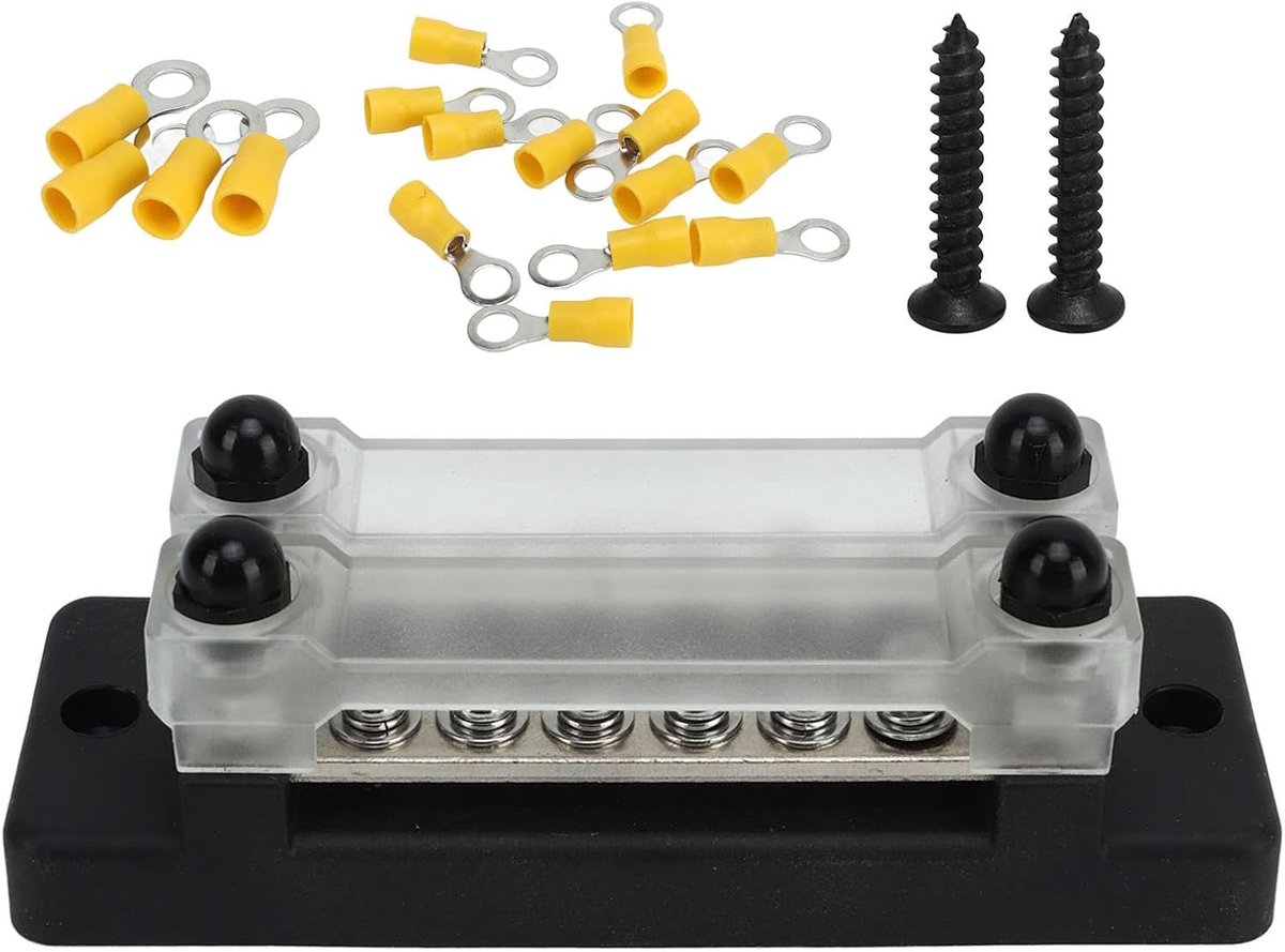 Stroomdistributieblok 6 Terminal Dual Row DC12‑48V AC110‑300V 150A Automotive Bus Bar Batterij Distributie voor CARS RVS BOATEN Yachts Yachts