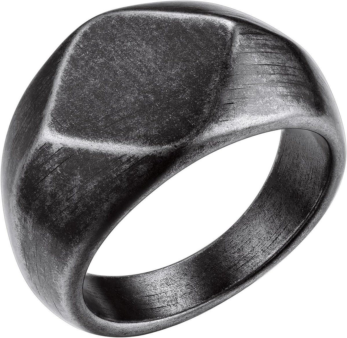 Zegelring voor heren, roestvrij staal, glanzend, letter/naam/stempel/cijfer/nummer, personaliseerbaar, geometrische gravure, zilver/goud/zwart/vintage, maat 54 - maat 74