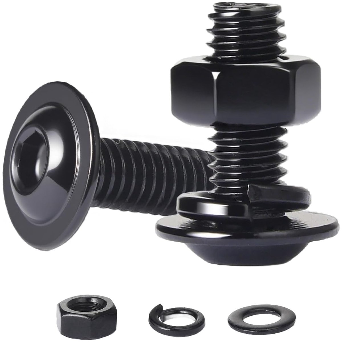 10 Stuks M8x16mm Binnenzeskantbouten Bolkopschroef Schroeven Set | Roestvrij Staal A2 V2A 304,Zeskantmoer en Veerring,Sluitringen,Volledige Schroefdraad,voor Montage,Reparatie