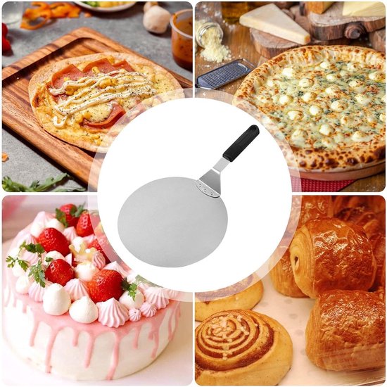 Pizzaschep Turner, Roestvrijstalen Spatel voor Pizzaoven - Serveerschep Taart Keukengereedschap voor Bakken Brood — afbeelding 3