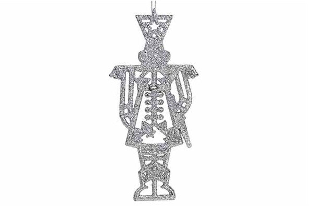 Hanger Nutcracker Glitter Zilver 8xh15cm Kunststof