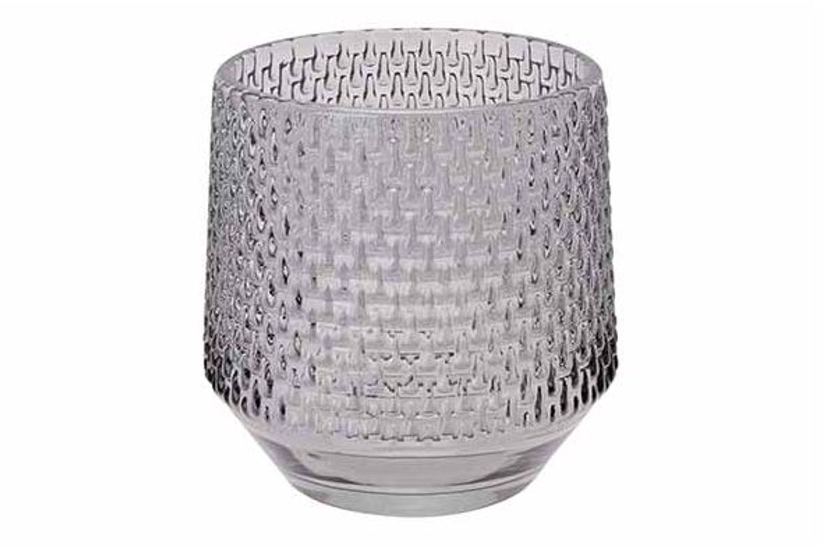 Theelichthouder Drop Grijs 9,5x9,5xh10cm Glas