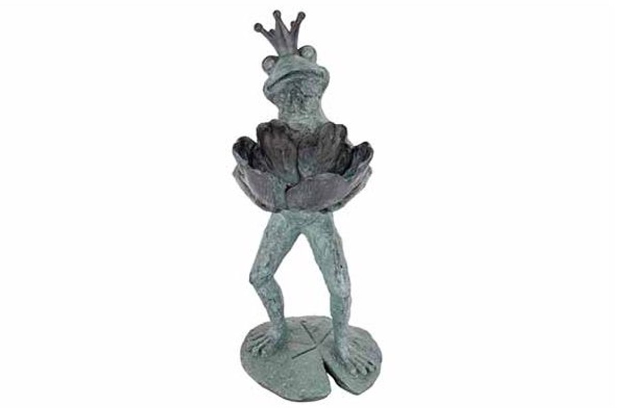 Kikker Bird Feeder Grijsgroen 17,2x18,5x H35,5cm Langwerpig Polyresin
