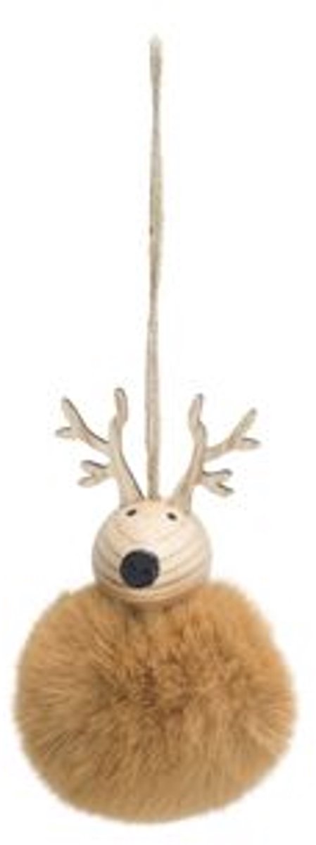 Hert Ponpon Camel 7x7xh17cm Andere Hout
