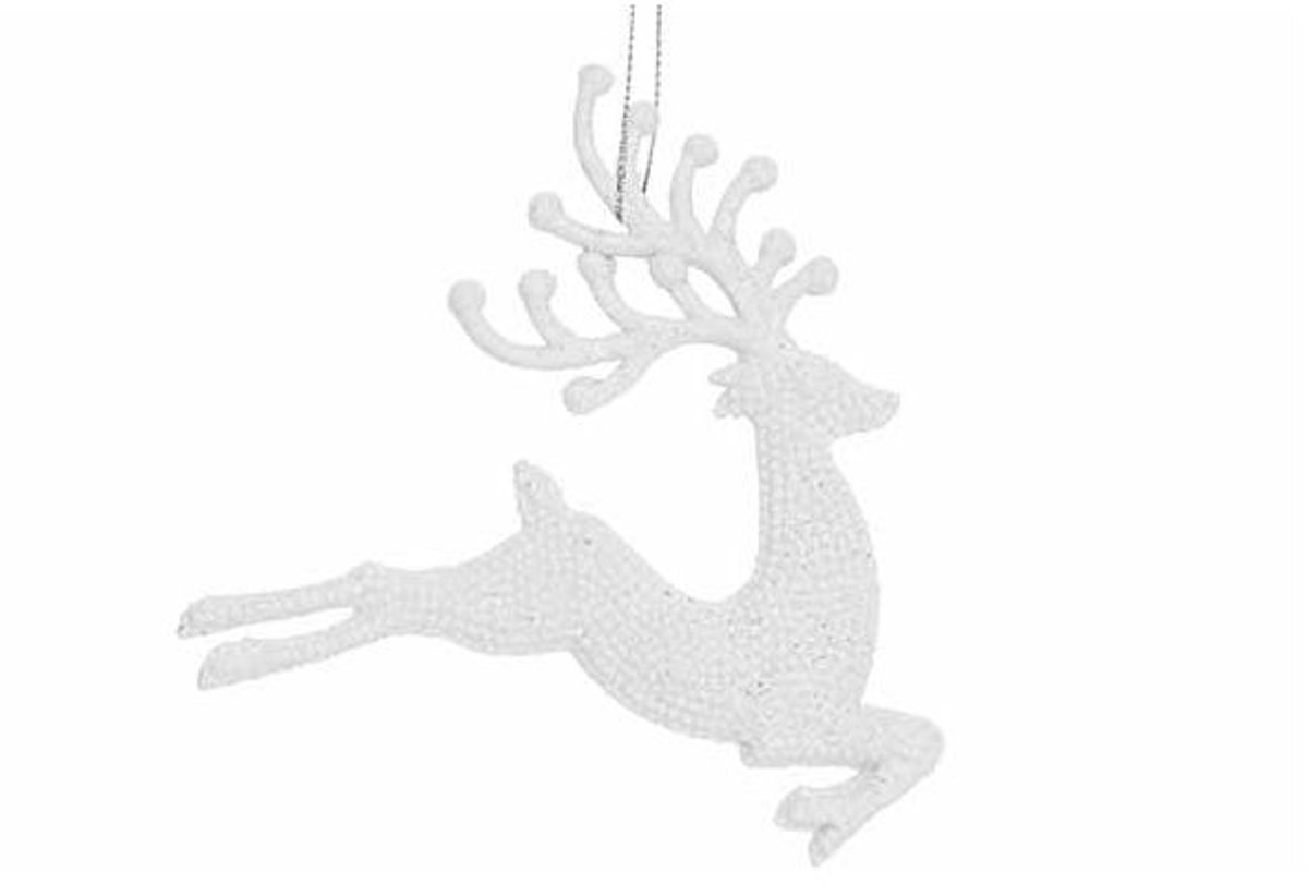 Hanger Deer Glitter Wit 12xh12cm Kunstst Of
