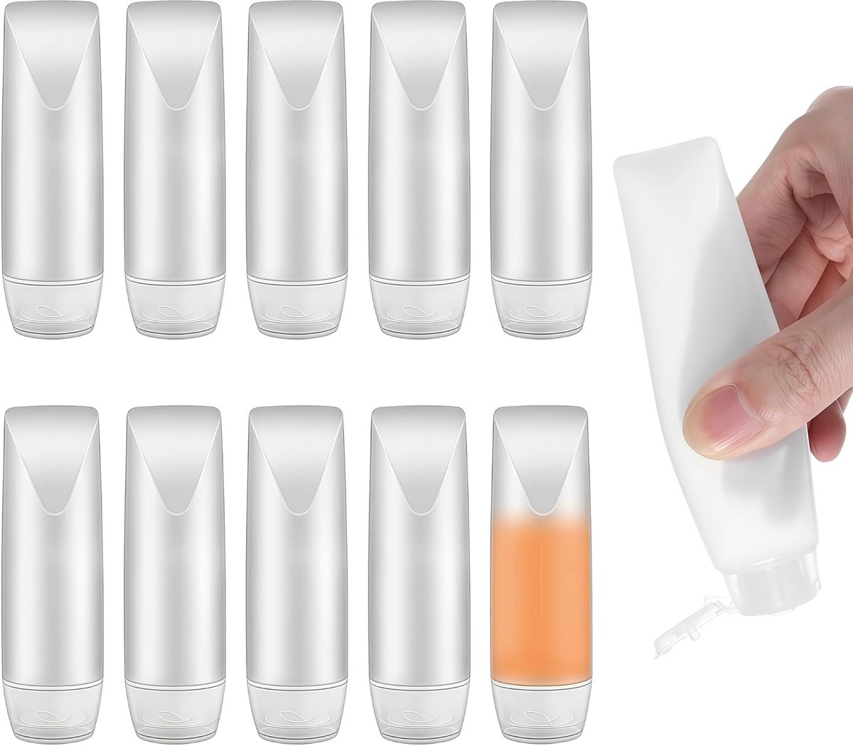 Reisflessen om bij te vullen, 10 Stuks 30ml, Lekvrije Reiscontainers voor Shampoo, Douchegel & Lotion