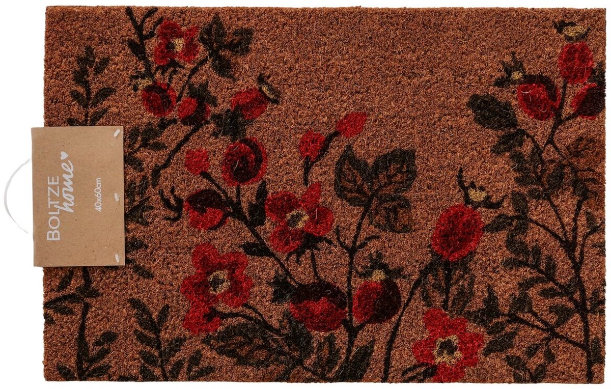 Boltze - Deurmat - Mat - Kokos - PVC - Bloemenprint - Antislip - 60 x 40 cm