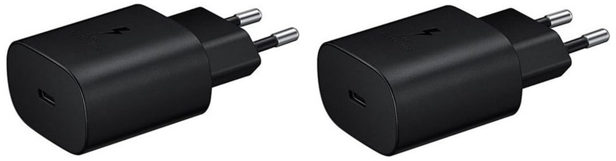 2 stuks OneOne 25W super snellader. Zwarte oplader met USB C. PD en Quick Charge lader adapter past op Universeel Microsoft, LG, Lenovo, HTC, Honor, Samsung Galaxy, Motorola Moto, Google Pixel, Kobo (Rakuten), Apple iPhone / iPad