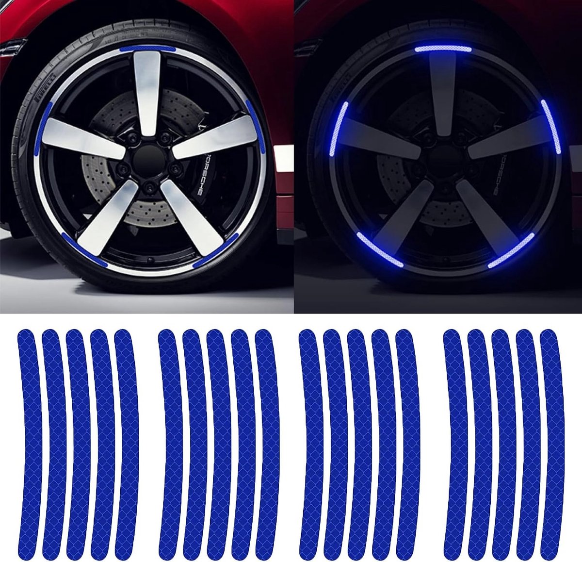 20 stuks reflecterende strepen auto motorfiets fiets veiligheid nacht decoratie universele anti-kras blauw