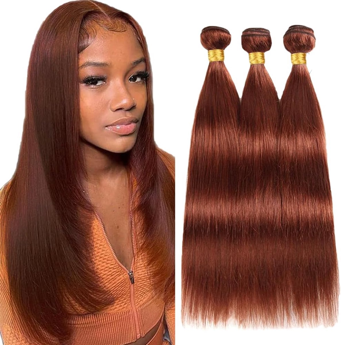 28 30 32 Inch Straight Peruik Dames Bundles Human Hiar Unprocessed Brazilian Virgin Human Hair Extensions #33 Reddish Brown Bundle With Minimal Shedding For Women