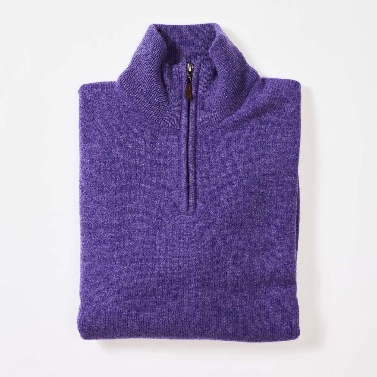 Osborne Knitwear Trui met rits heren - Lamswollen schipperstrui heren - sweater heren met rits - Heliotrope - M