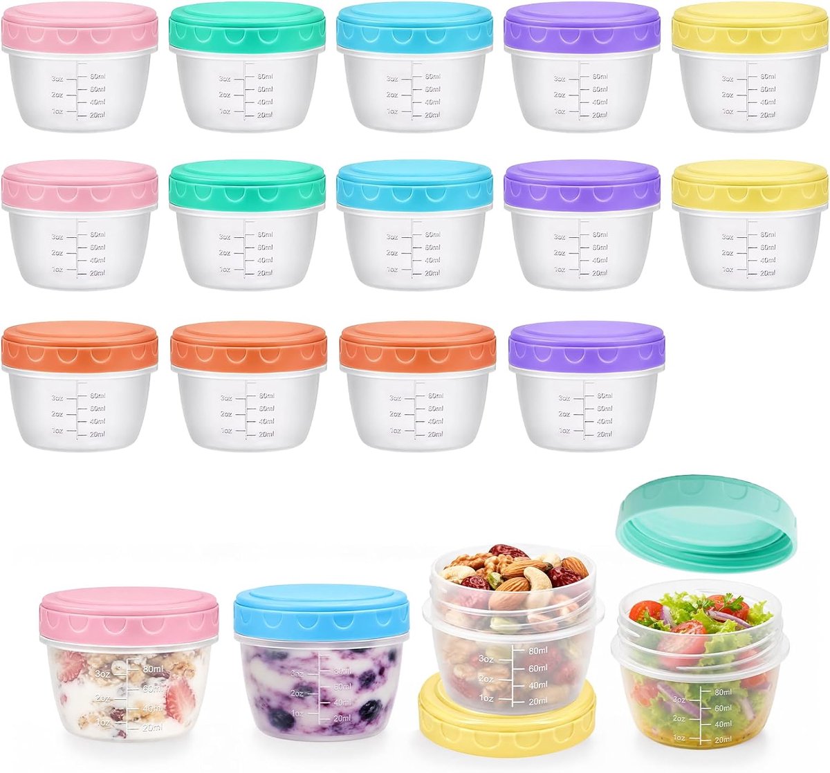 18 stuks kleine voorraadpotten 120 ml mini-potten met deksel voor specerijen, yoghurt, noten, dips, reismonsters van cosmetica of knutselmateriaal