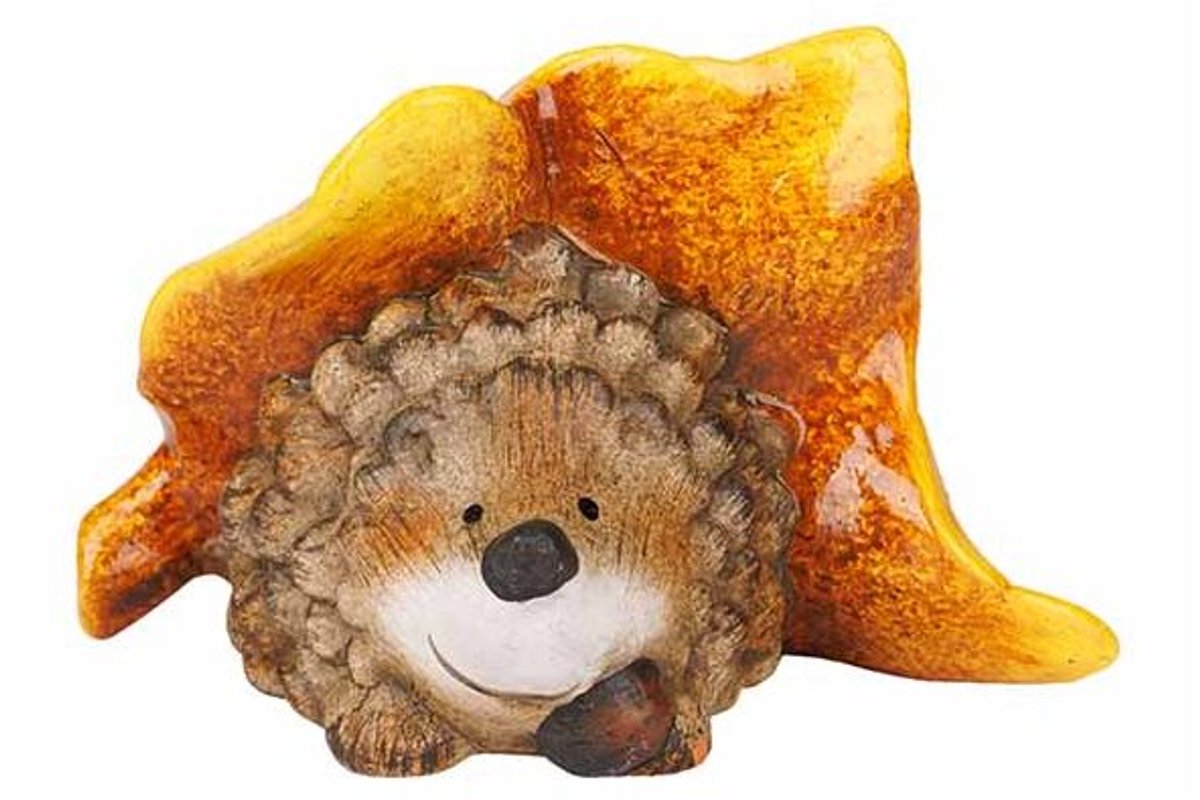 Egel Leaf Ochre Bruin 18x11xh10cm Kerami Ek