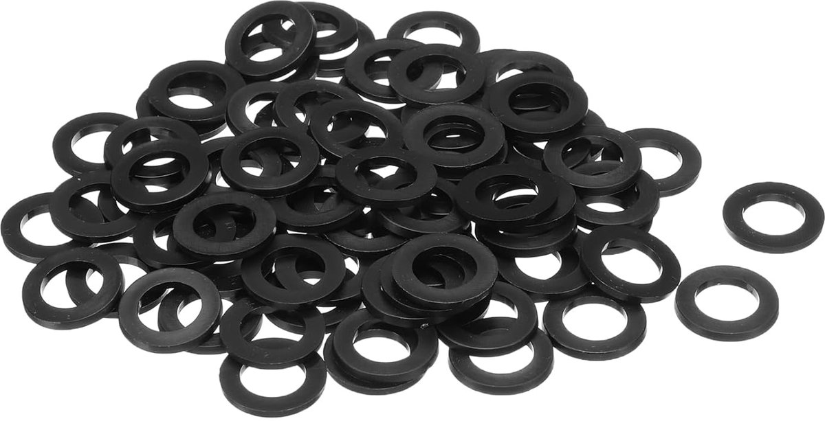 Platte afdichtingen, 12 mm ID, 20 mm OD, 2 mm dik, sluitringen, afdichtingen, kunststof blad-afdichting, bevestigingselement, afdichtring, zwart