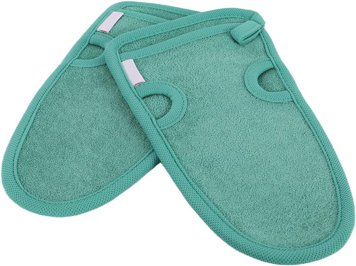2 stuks exfoliërende handschoenen voor het lichaam, douchespons voor het lichaam en gezicht - exfoliërend voor hamam, sauna, douche, scrub (groen)