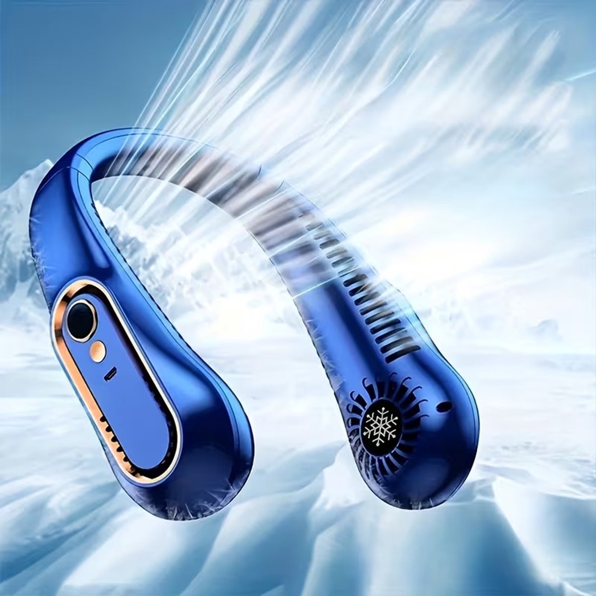 Nek Ventilator Blauw - Draagbare Nekventilator met Koeling - 5 Standen - Mini Nek Fan - Gezichtsventilator & Handventilator - Ultra Lange Batterijduur