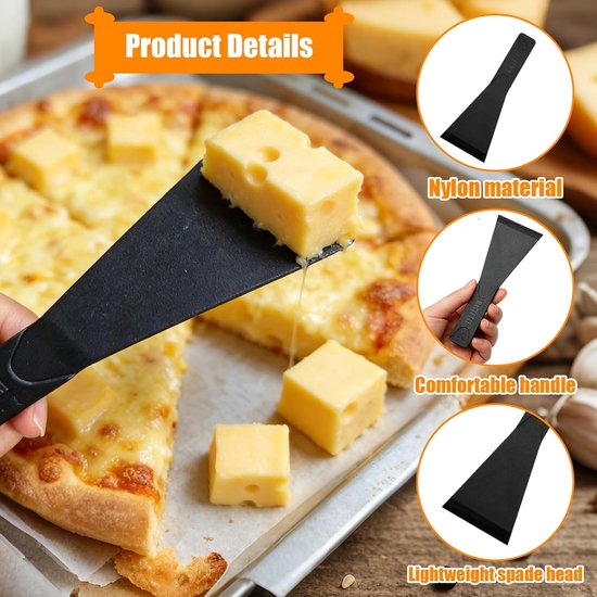 Spatels, robuuste raclettespatel, racletteschuiver, anti-aanbak, raclette-schuiver voor kaas, racletteschraper, kunststof raclettes, spatel voor fondue en meer, zwart — afbeelding 2