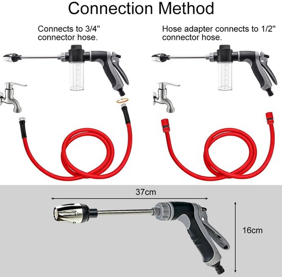 SnelShoppen - Hogedrukreiniger met Turbopistool, Verstelbaar Straalmondstuk, Multifunctionele Sproeilans voor Auto, Terras, Tuin, Huisdieren, Universe — afbeelding 5