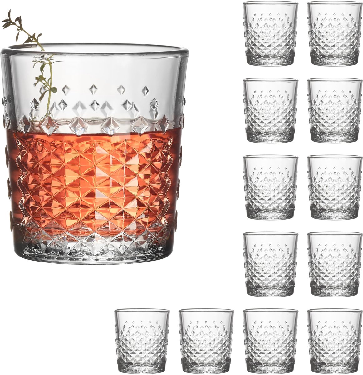 Libbey Ocular D.O.F. Drinkglazen - Waterglazen Set - Transparant Reliëf Glas - 295 ml - 12 Stuks